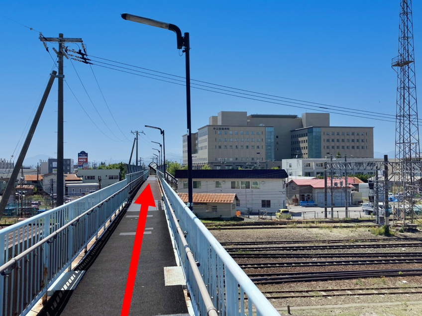 JR五稜郭駅から市立函館病院までの徒歩移動の説明図４