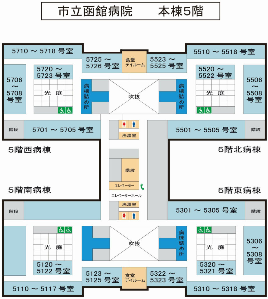 市立函館病院　本棟５階フロアマップ